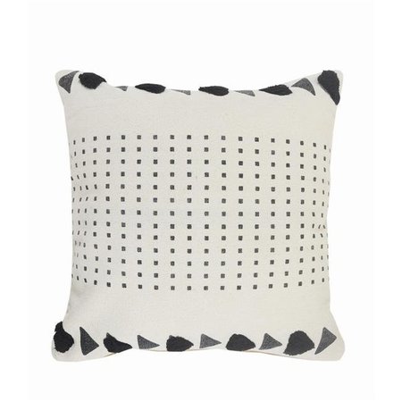 LR HOME LR Home PILLO07536NBKFFPL Black & Gray Tufted Triangle with Grid Square Throw Pillow - 20 x 20 in. PILLO07536NBKFFPL
